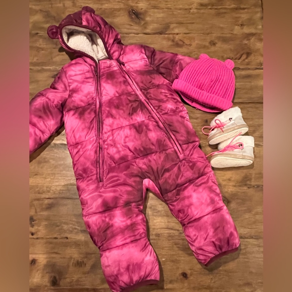 Baby GAP Snowsuit Outfit Pink Tie Dye 6-12M